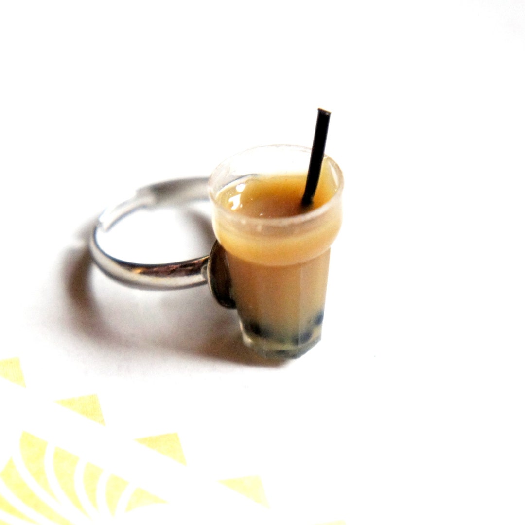 Milk Tea Ring- Boba Tea Ring, Coffee Ring, Miniature Food - Etsy
