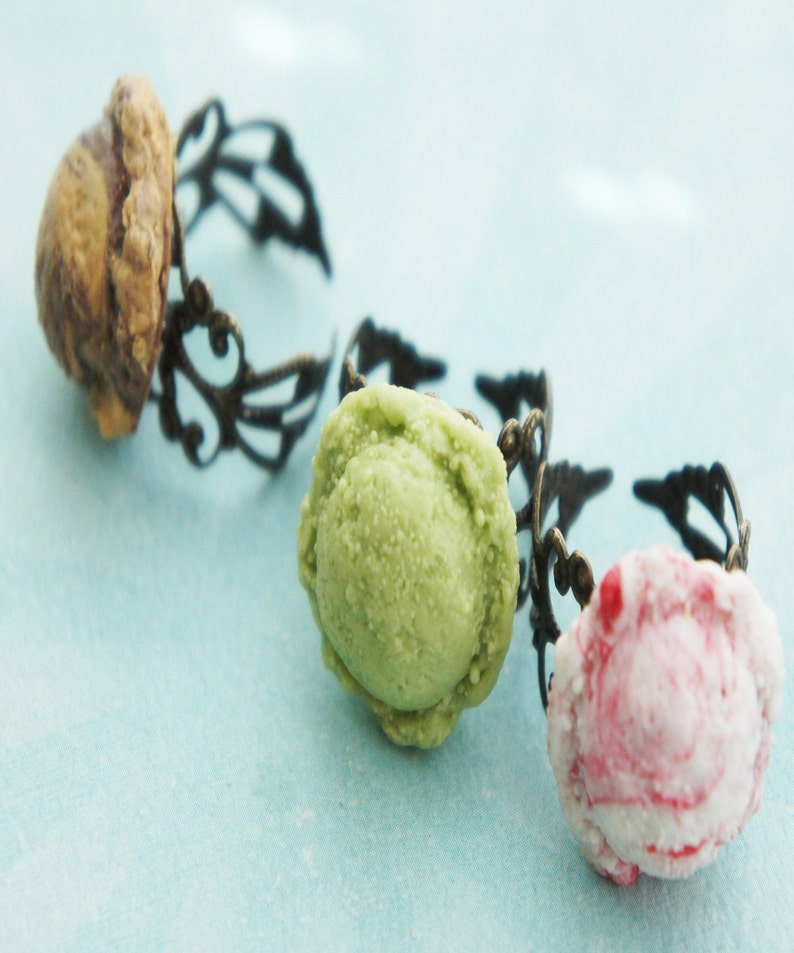 Ice Cream Scoop Ring miniature food jewelry, food ring, food jewelry, dessert jewelry image 3