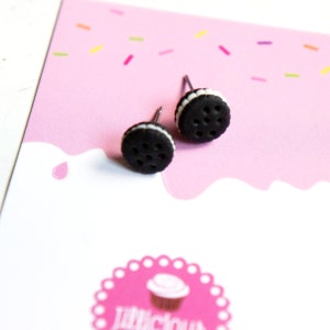 Cookie Sandwich Earrings- miniature food jewelry, food earrings