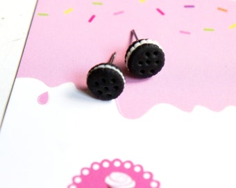 Cookie Sandwich Earrings- miniature food jewelry, food earrings
