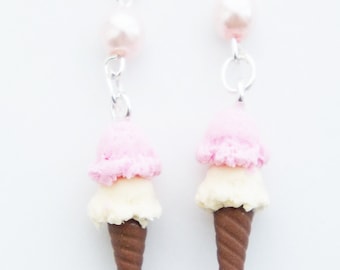 Pendientes de cono de helado: miniaturas de comida con perlas