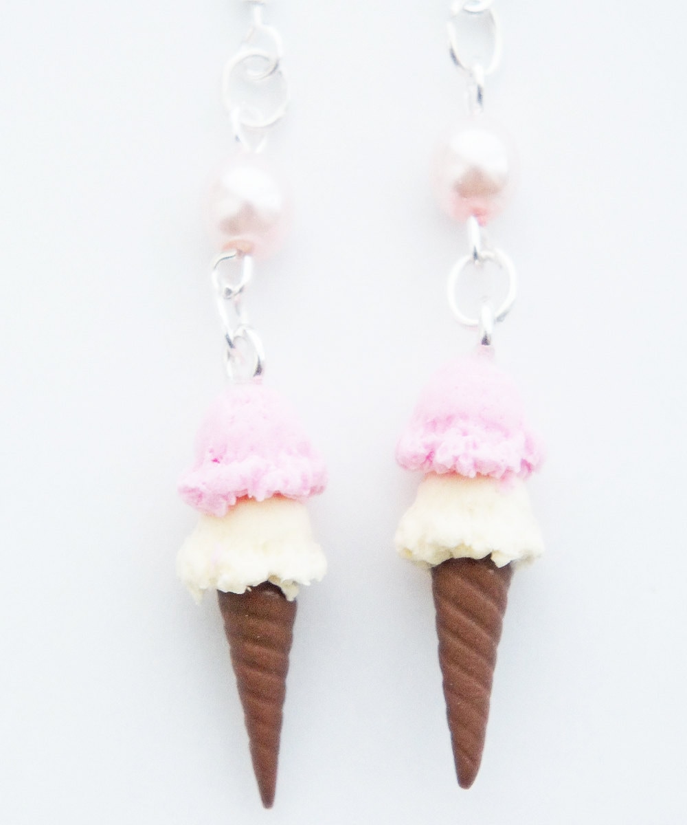 Ice Cream Cone Earrings Miniature Food Jewelry Ice Cream Etsy