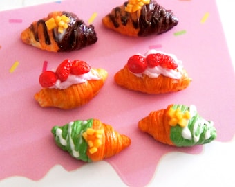 Miniature Croissant Stud Earrings: Polymer Clay Food Jewelry