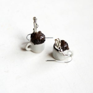 Mug Cake Dangle Earrings- miniature jewelry, dessert jewelry, cake earrings