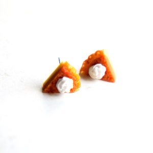 Pumpkin Pie Earrings- miniature food jewelry, cake earrings, cake slice earrings, pie earrings, thanksgiving earrings
