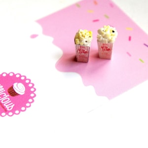 Popcorn Stud Earrings-miniature food jewelry,movie night