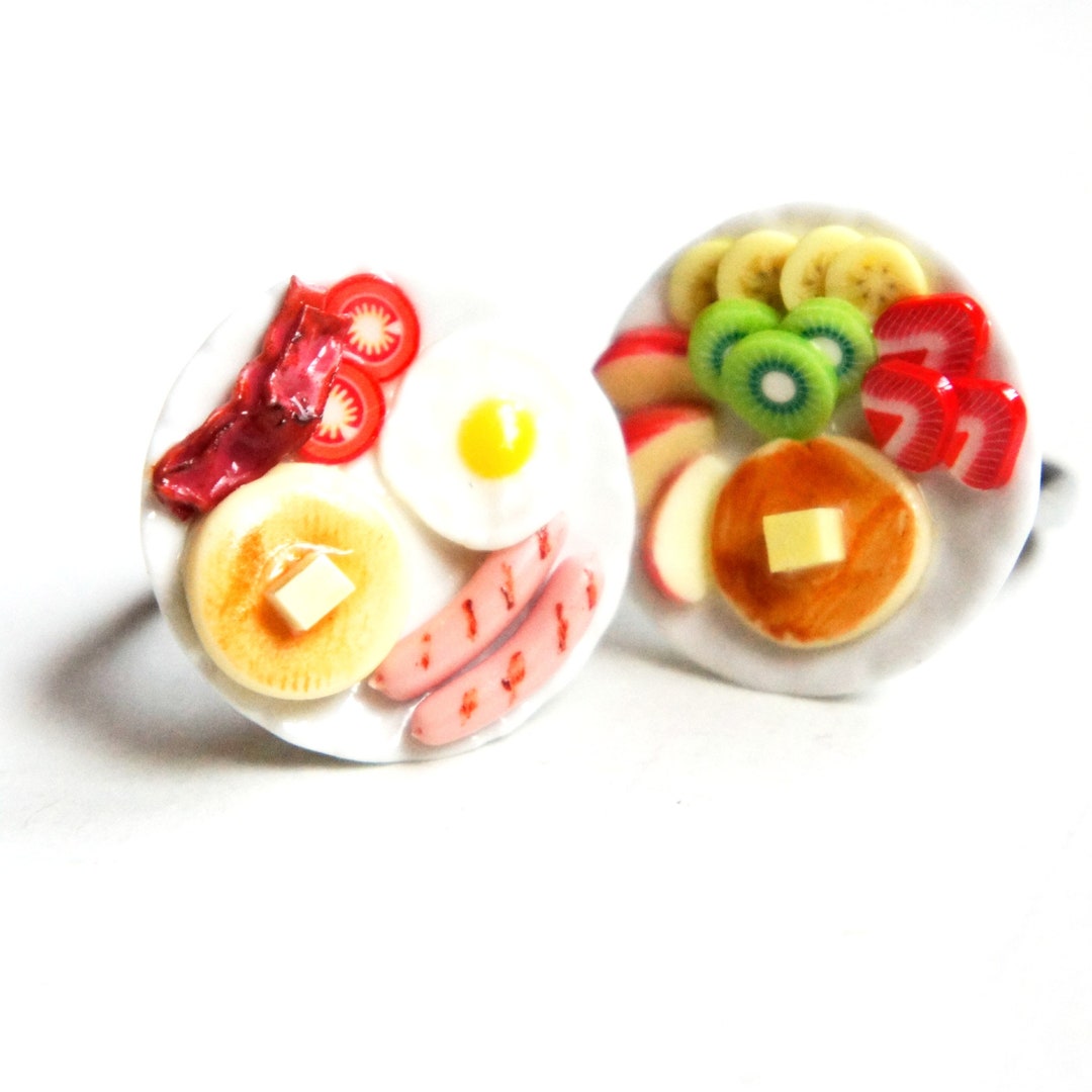 Miniature Breakfast Plate Ring: Polymer Clay Food Jewelry - Etsy