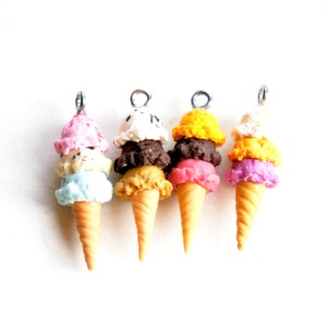 Verdreifachen Kugel Eiscreme Halskette - Miniatur Essen Schmuck