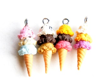 Triple Scoop Ice Cream Necklace- miniature food jewelry