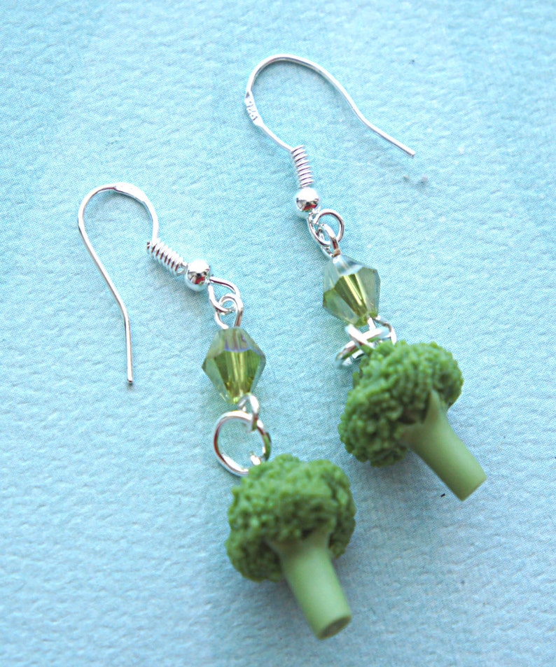 Broccoli dangle earrings miniature food jewelry vegetable Etsy