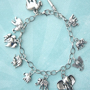 Elephant Charm Bracelet-Tibetan silver, themed bracelet, elephant jewelry