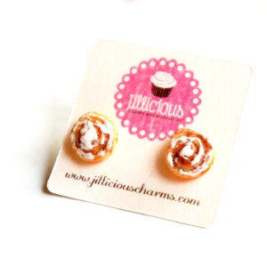 Cinnamon Roll Earrings: Miniature Polymer Clay Food Jewelry