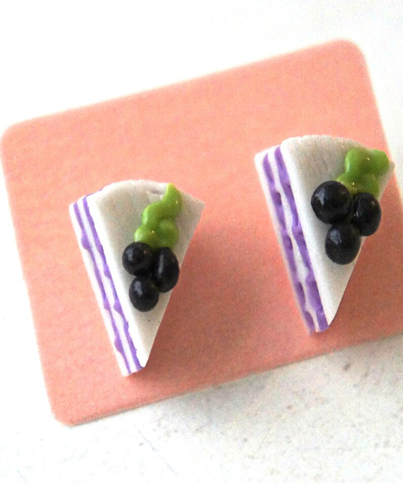Blueberry Cake Earringsminiature Food Jewelry Cake Earrings Etsy