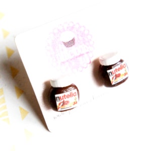 Nutella Stud Earrings- miniature food jewelry, food earrings