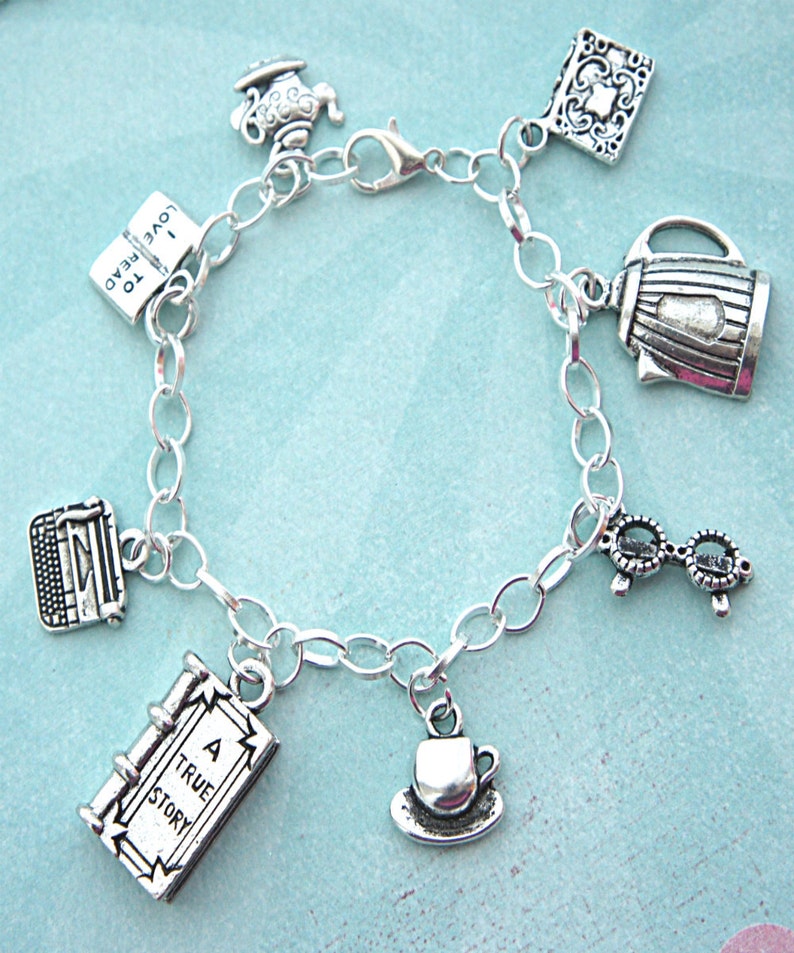 editor  journalist  bookworm charm bracelet-tibetan silver charm bracelet