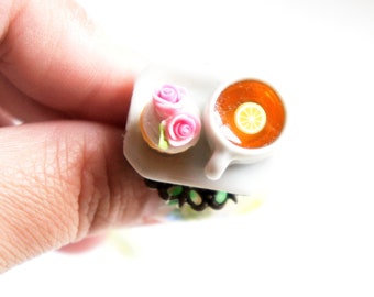 Rose Cupcake and Tea Ring- miniature food jewelry, cupcake ring, tea cup ring