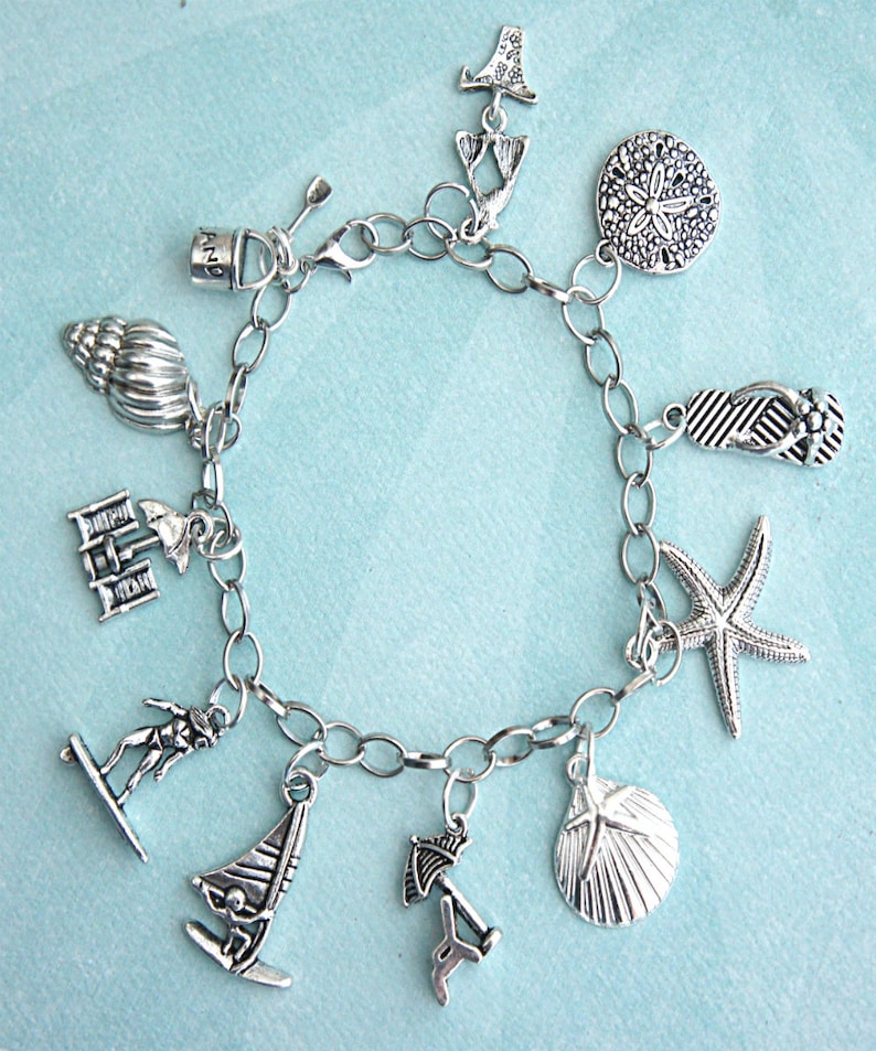 Beach themed charm bracelet Etsy