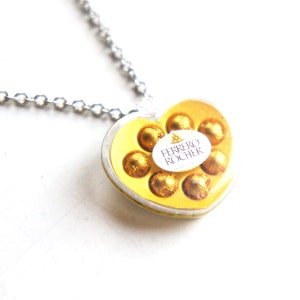 Valentine&#39;s Ferrero Rocher Necklace- miniature food jewelry, chocolate necklace