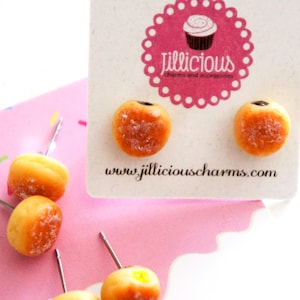 Jelly Donuts-oorbellen - miniatuurvoedselsieraden, voedseloorbellen, donutsieraden, malasadas-oorbellen