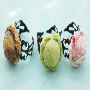 Ice Cream Scoop Ring miniature food jewelry, food ring, food jewelry, dessert jewelry image 2