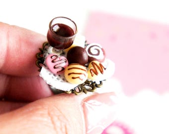 Red Wine and Truffles Ring - Adjustable Filigree Band