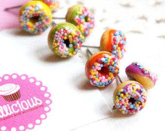 Candy Sprinkles Donut Earrings- miniature food jewelry, donuts jewelry