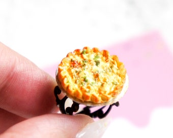 Quiche Ring- miniature food jewelry, pie ring, food ring