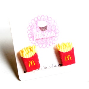 French Fries Earrings miniature food jewelry, food earrings, fast food jewelry image 1