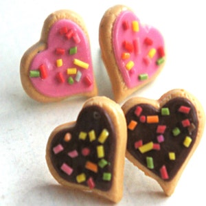 Heart Sprinkles Cookies Earrings- miniature food jewelry