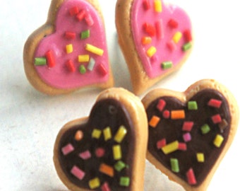 Heart Sprinkles Cookies Earrings- miniature food jewelry