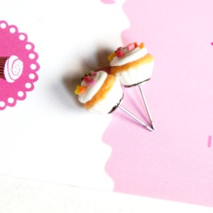 Confetti Cupcake Stud Earrings- miniature food jewelry, food earrings, cupcake jewelry