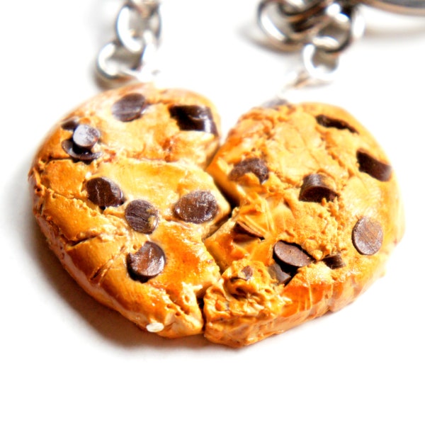 Chocolate Chip Cookie Friendship Porte-clés - meilleurs amis charme, nourriture miniature