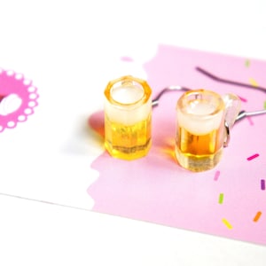 Beer Mug Earrings- miniature food jewelry, food earrings, dangle earrings