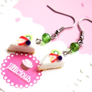 Fruit Cheesecake Earrings- miniature food jewelry, cake earrings,