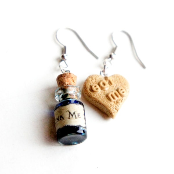 Drink Me Potion and Eat Me Cookie Dangle Earrings