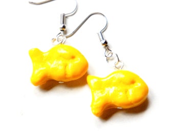 Goldfish Crackers Earrings- food jewelry, biscuit earrings
