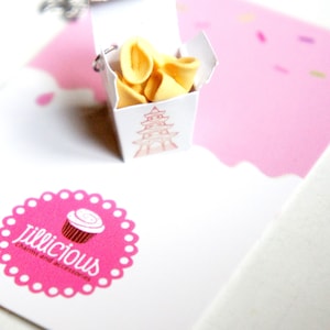 Fortune Cookies Necklace- miniature food jewelry, food necklace, Chinese food