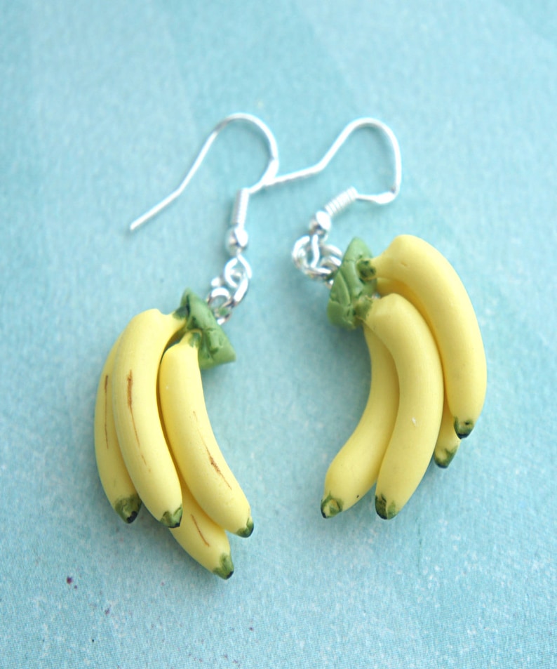 Banana Bunch Earrings Food Jewelry Fruit Earrings Tropical Etsy