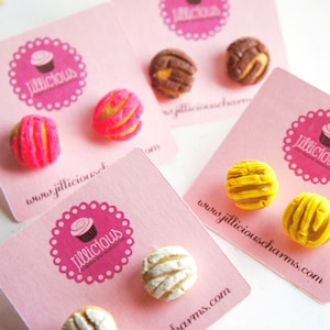 Concha Bread Earrings- miniature food jewelry, pan dulce earrings