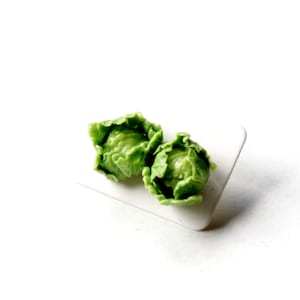 Cabbage Stud Earrings - miniature food jewelry, vegetable earrings
