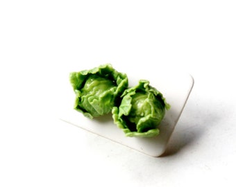 Cabbage Stud Earrings - miniature food jewelry, vegetable earrings