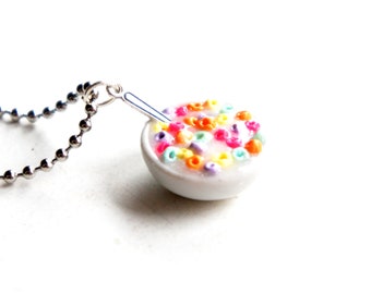 Cereal Bowl-ketting: miniatuurvoedsel, ontbijtsieraden