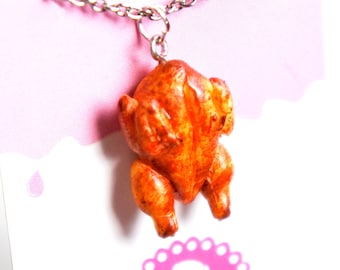 Roasted Turkey Necklace: Miniature Polymer Clay Food Jewelry