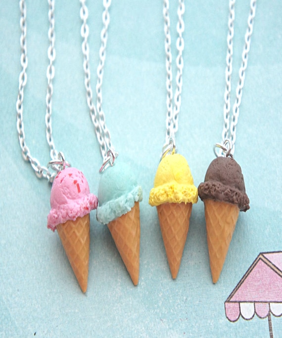 Ice Cream Cone Necklace Food Jewelry Dessert Necklace Etsy