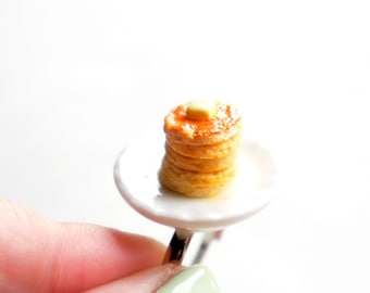 Pancakes Ring- breakfast jewelry, miniature food ring