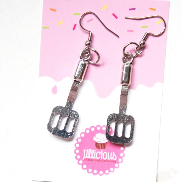 Frying Spatula Dangle Earrings- cooking earrings, chef earrings