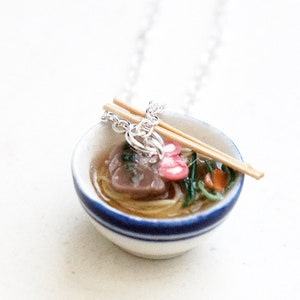 Pho Noodles Necklace- miniature food jewelry, noodle bowl necklace