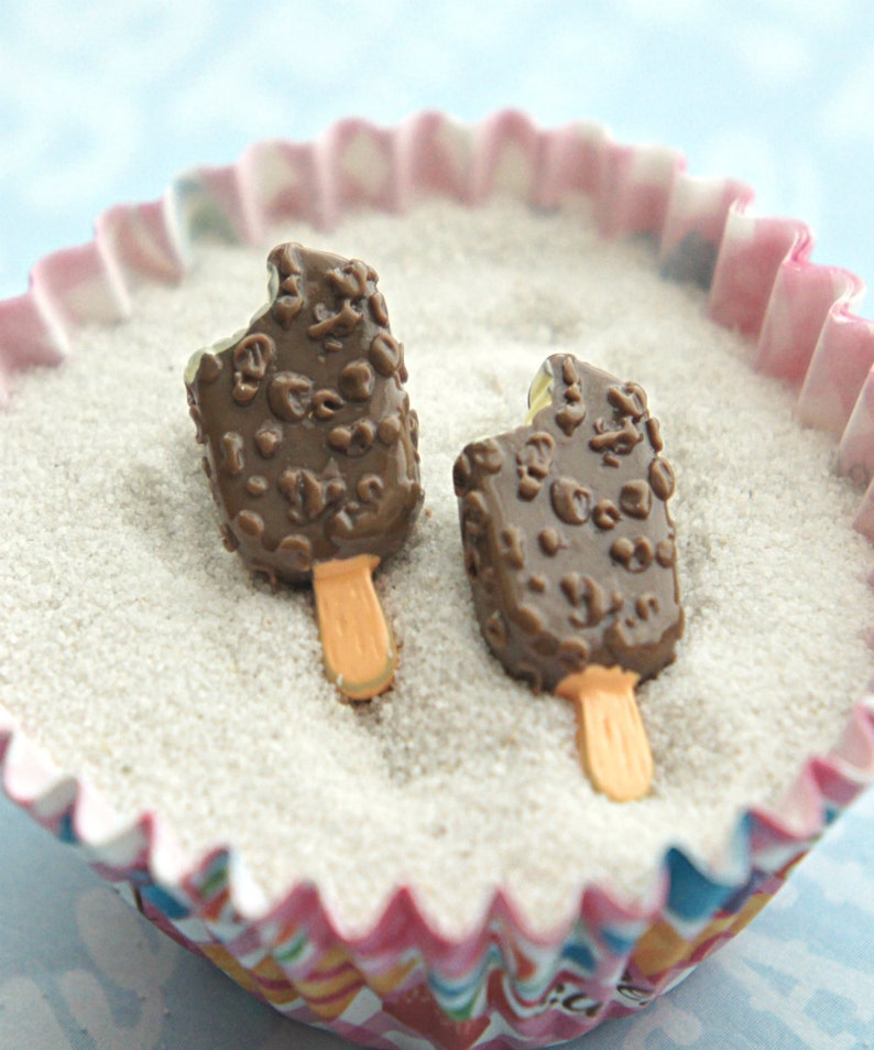 Chocolate popsicle ice cream earringsfood jewelry miniature Etsy