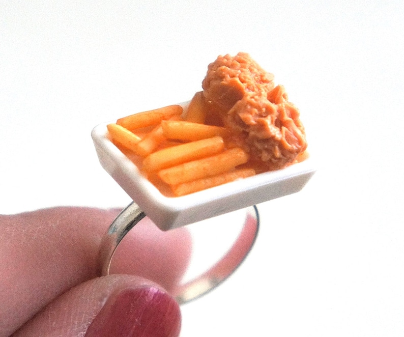 French Fries and Chicken Nuggets Ring miniature Foods Etsy