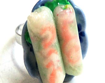 Vietnamese Spring Rolls Ring-miniature food jewelry, food ring